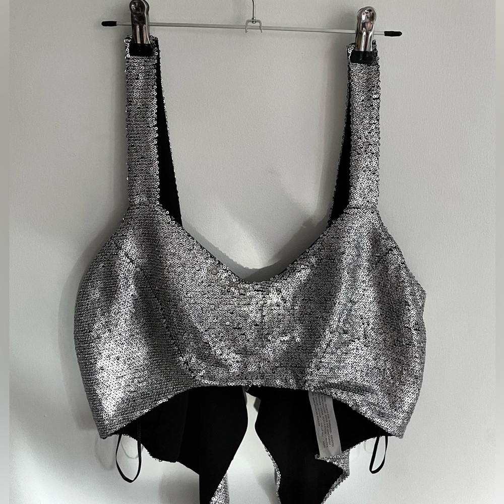 ZARA silver sequin top bra [ M ]